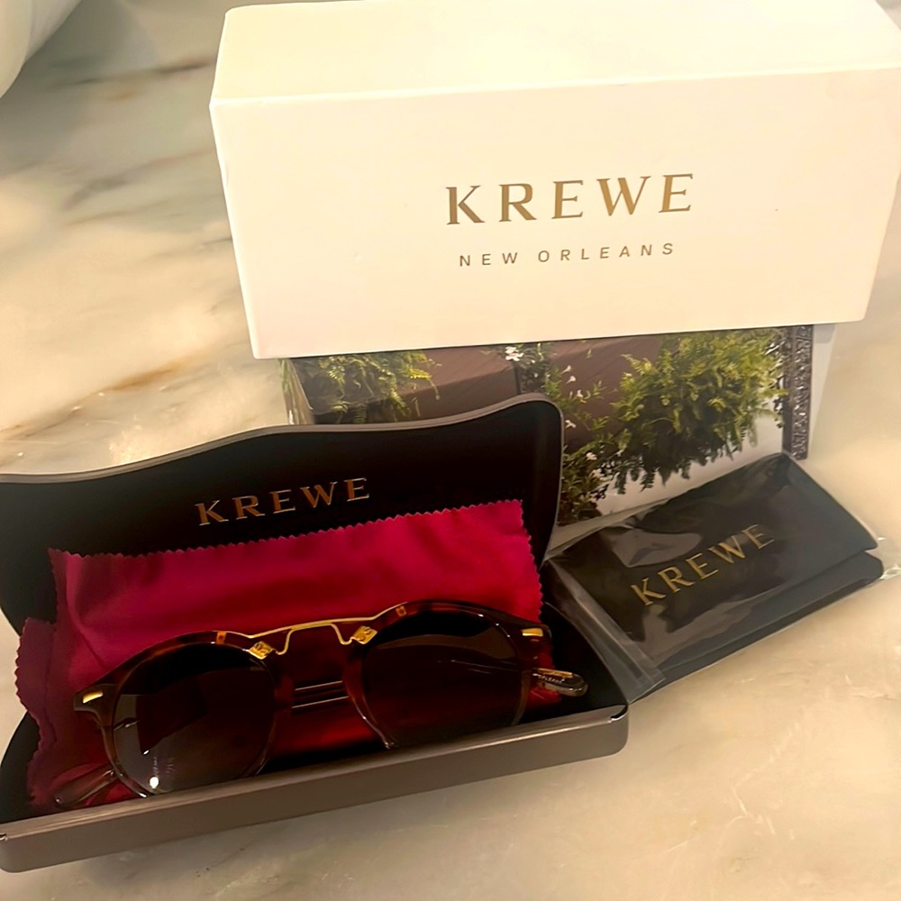 KREWE Tortoise Shell Sunglasses with Gold Bridge